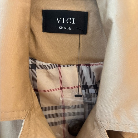 Vici Business Affairs Double-Breasted Tan Trench Coat NWOT - Picture 6 of 6